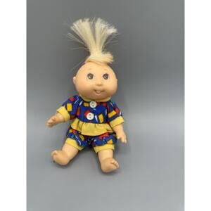 Vintage Mini Cabbage Patch Kid Doll 1990s Blonde Hair Colorful Outfit 4.5”